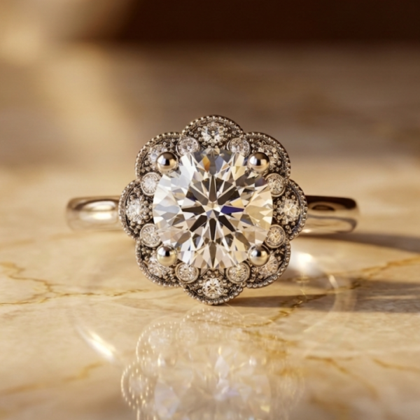 2.40 Carat Round Cut Halo Lab Grown Diamond Engagement Ring