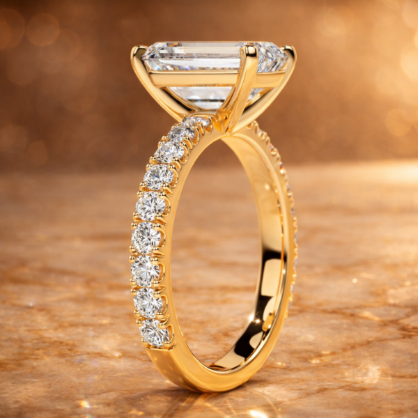 3.50 Carat Emerald Cut Lab Diamond Engagement Ring 14K White Gold