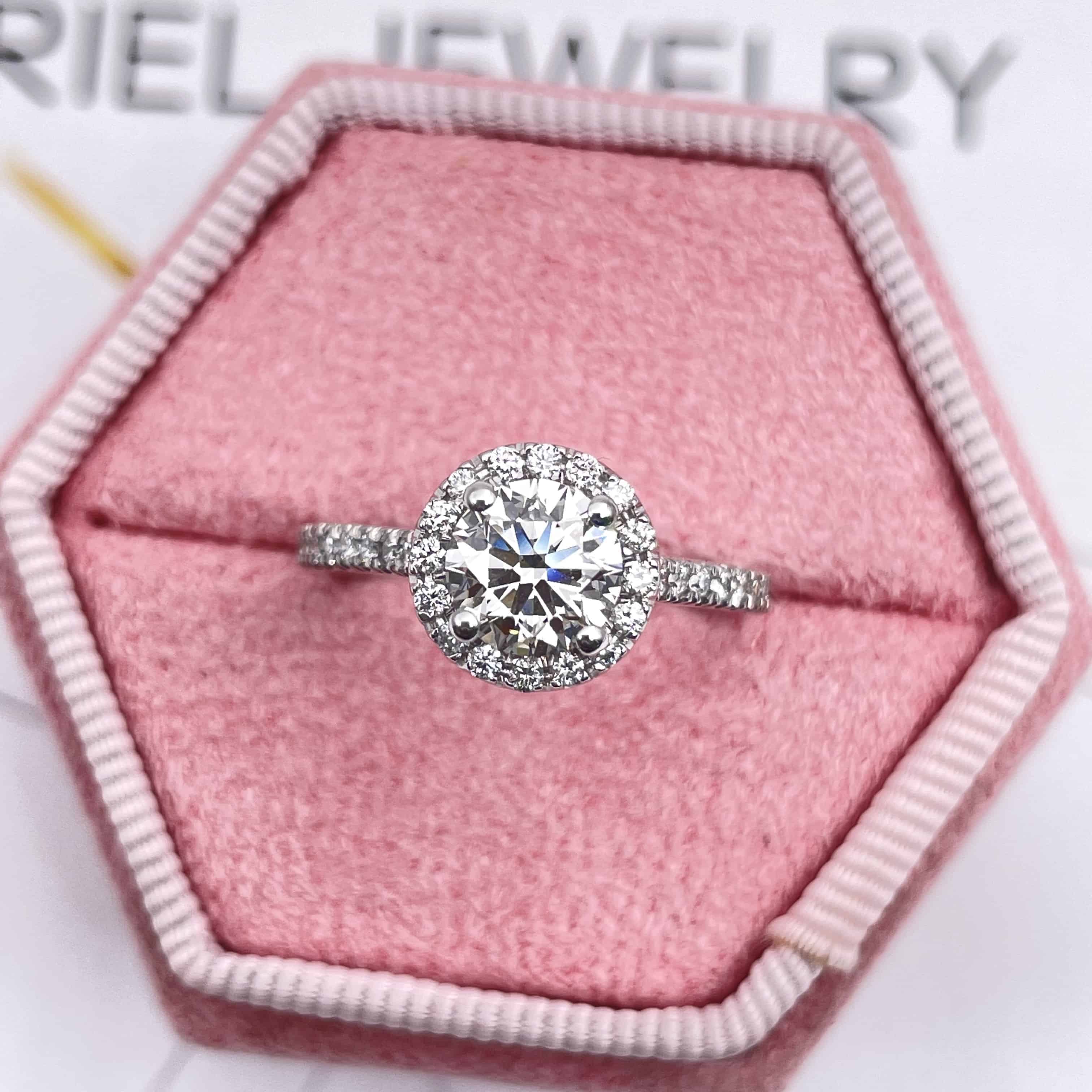 halo lab created diamond engagement ring