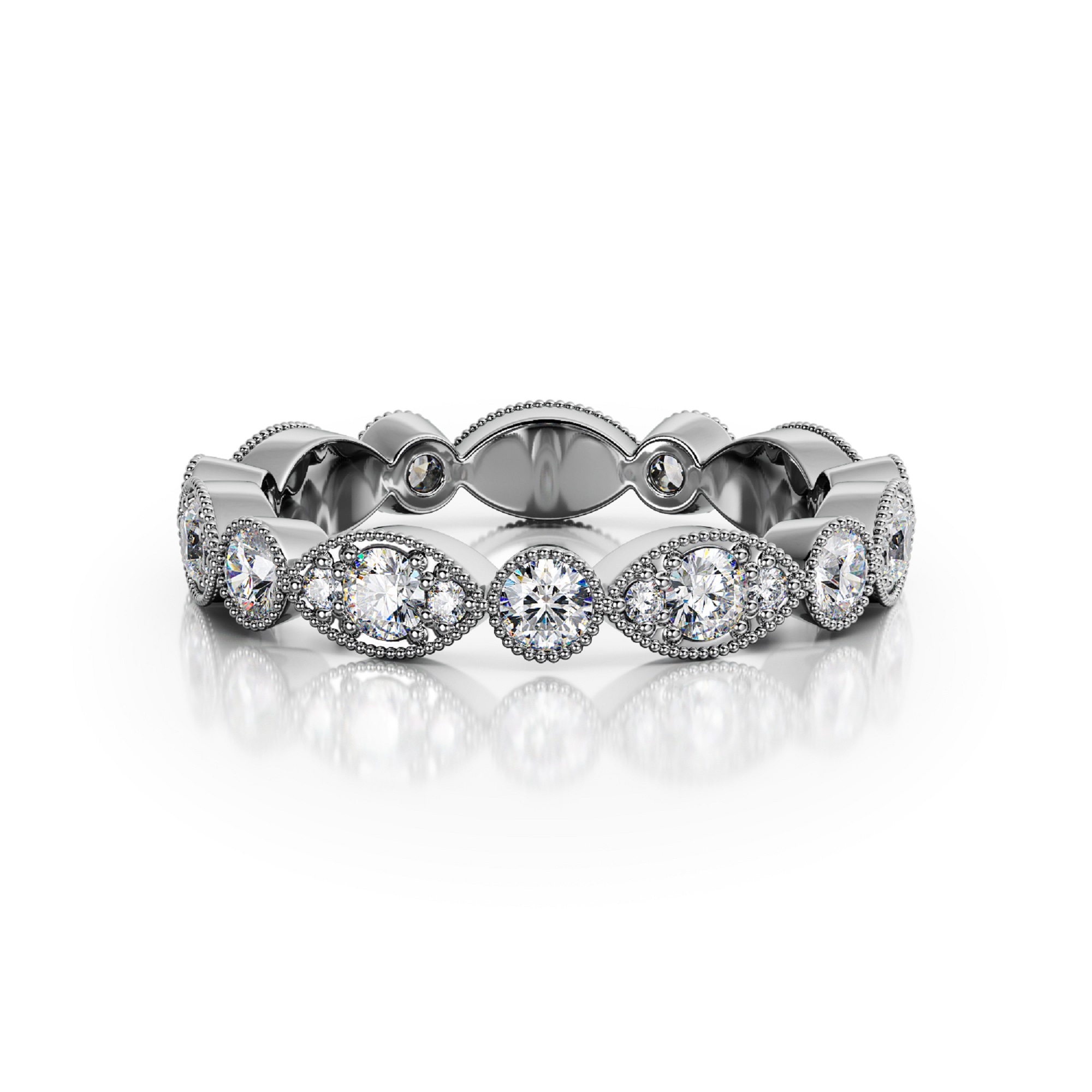 milgrain marquise and dot diamond wedding band