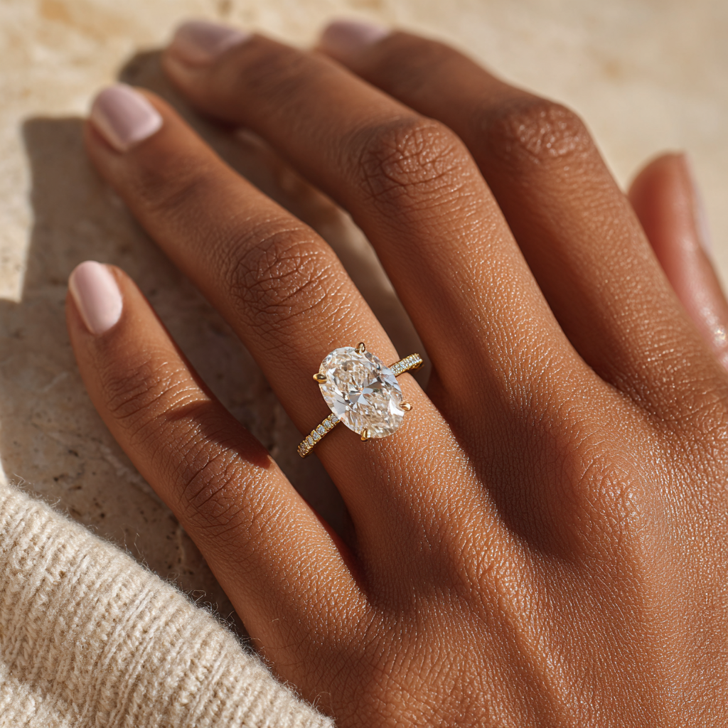 2.50 Carat Lab Diamond Engagement Ring With Accent Gold 18K - Image 2