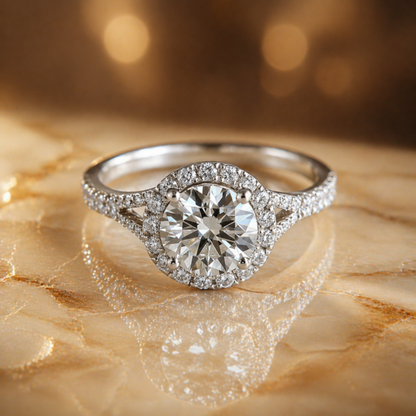 2.50 Carat Round Lab Diamond Split Shank Engagement Ring