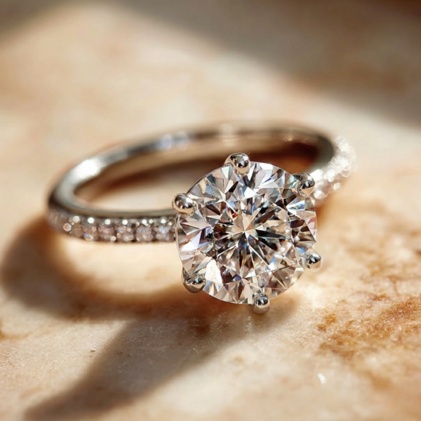 2.50 Carat Round Cut Lab Grown Diamond Engagement Ring – 14K White Gold