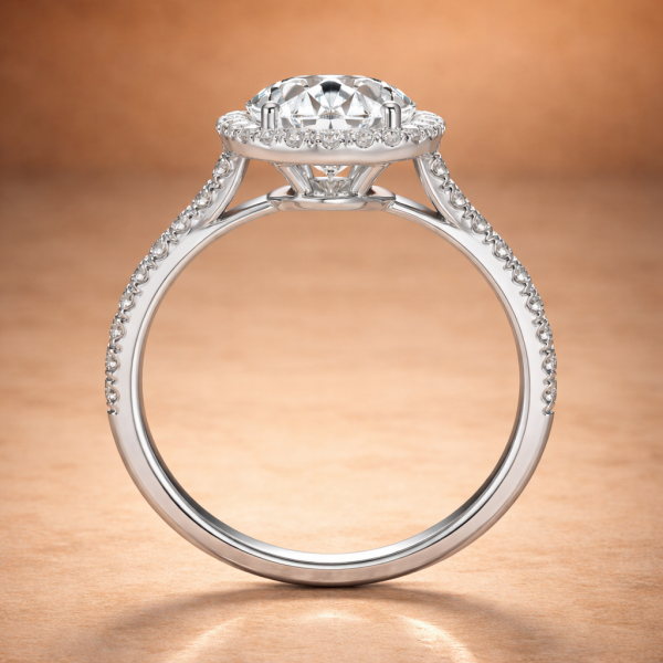 2.90 Carat Oval Cut Lab Grown Diamond Halo Engagement Ring