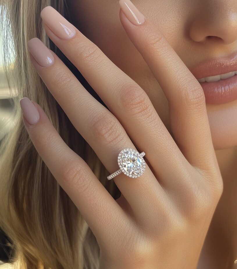 2.90 Carat Oval Cut Lab Grown Diamond Halo Engagement Ring - Image 2