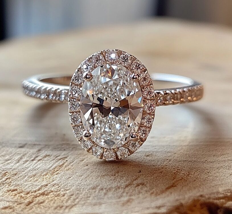 2.90 Carat Oval Cut Lab Grown Diamond Halo Engagement Ring