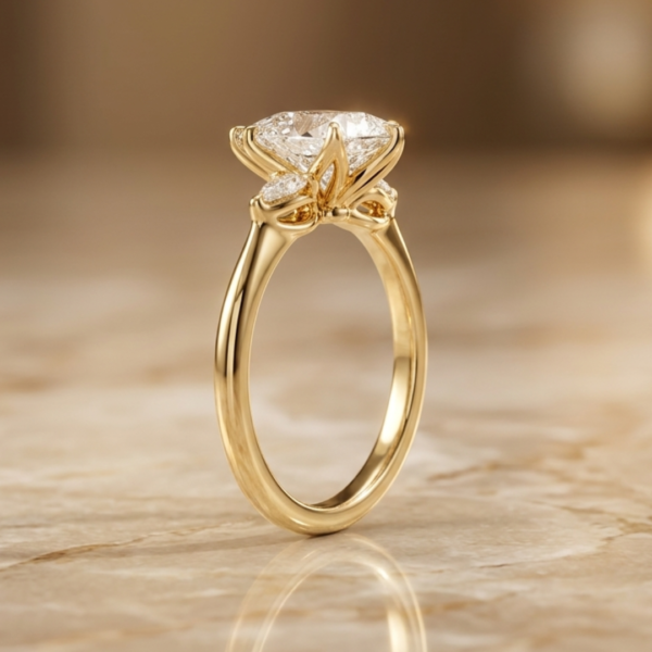3 Carat Pear Shape Lab Diamond Three Stone Engagement Ring