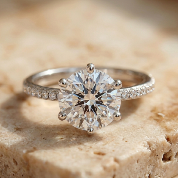 2.31 Carat Round Cut Lab Diamond Engagement Ring