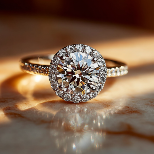 3.50 Carat Round Halo Lab Diamond Engagement Ring