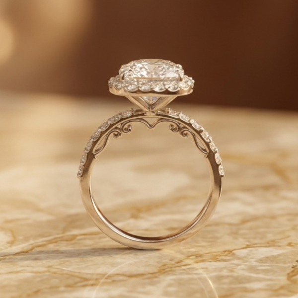 3.50 Carat Round Halo Lab Diamond Engagement Ring