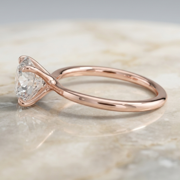 2 Carat Round Natural Diamond Solitaire Engagement Ring in Rose Gold
