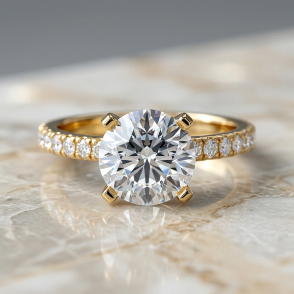 1 Carat Round Cut Hidden Halo Engagement Ring