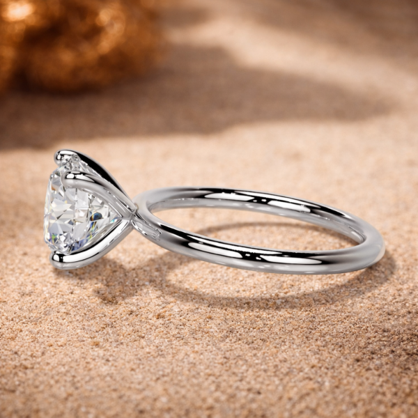 6 Carat Round Lab Diamond Engagement Solitaire Ring – 14K White Gold