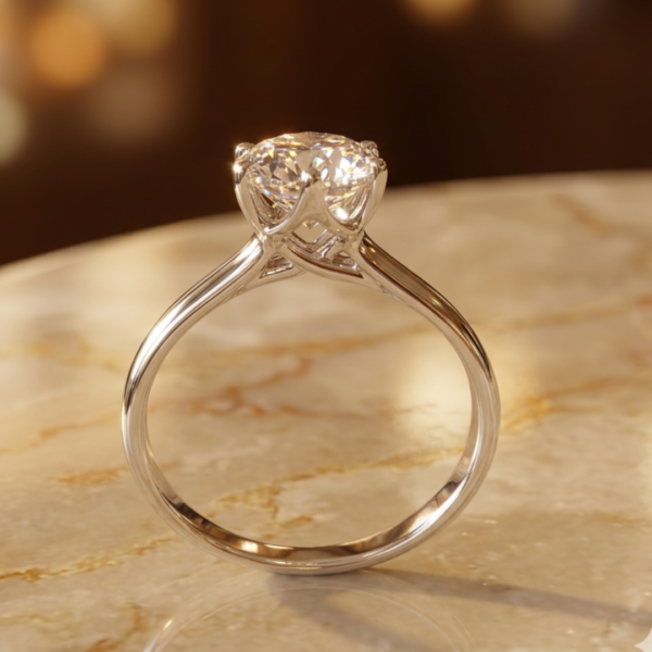 1 Carat Round Cut Natural Diamond Six Prongs Engagement Ring