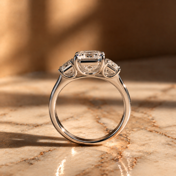 u setting emerald cut diamond ring
