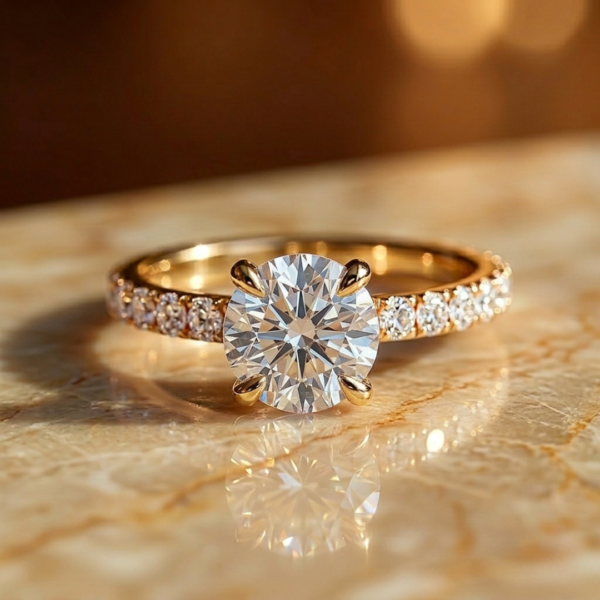 2 Carat Round Brilliant Lab Diamond Engagement Gold Ring
