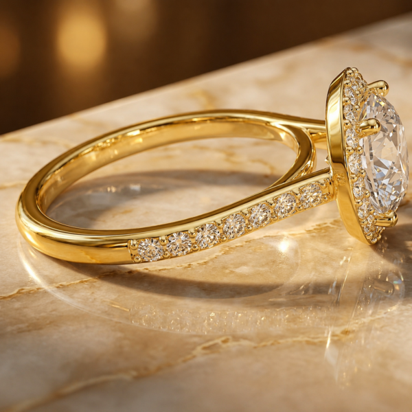 2.31 Carat Round Cut Lab Diamond Halo Engagement Ring
