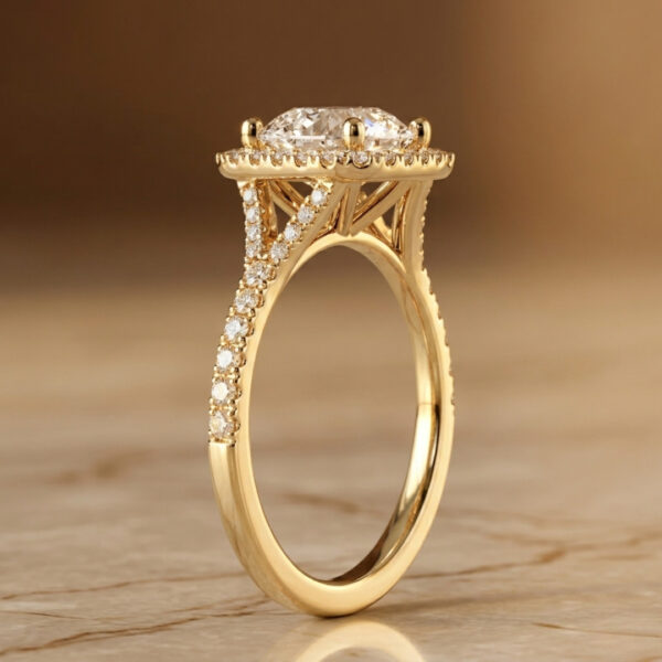 2.5 Carat Round Cut Lab Diamond Cushion Halo Engagement Ring