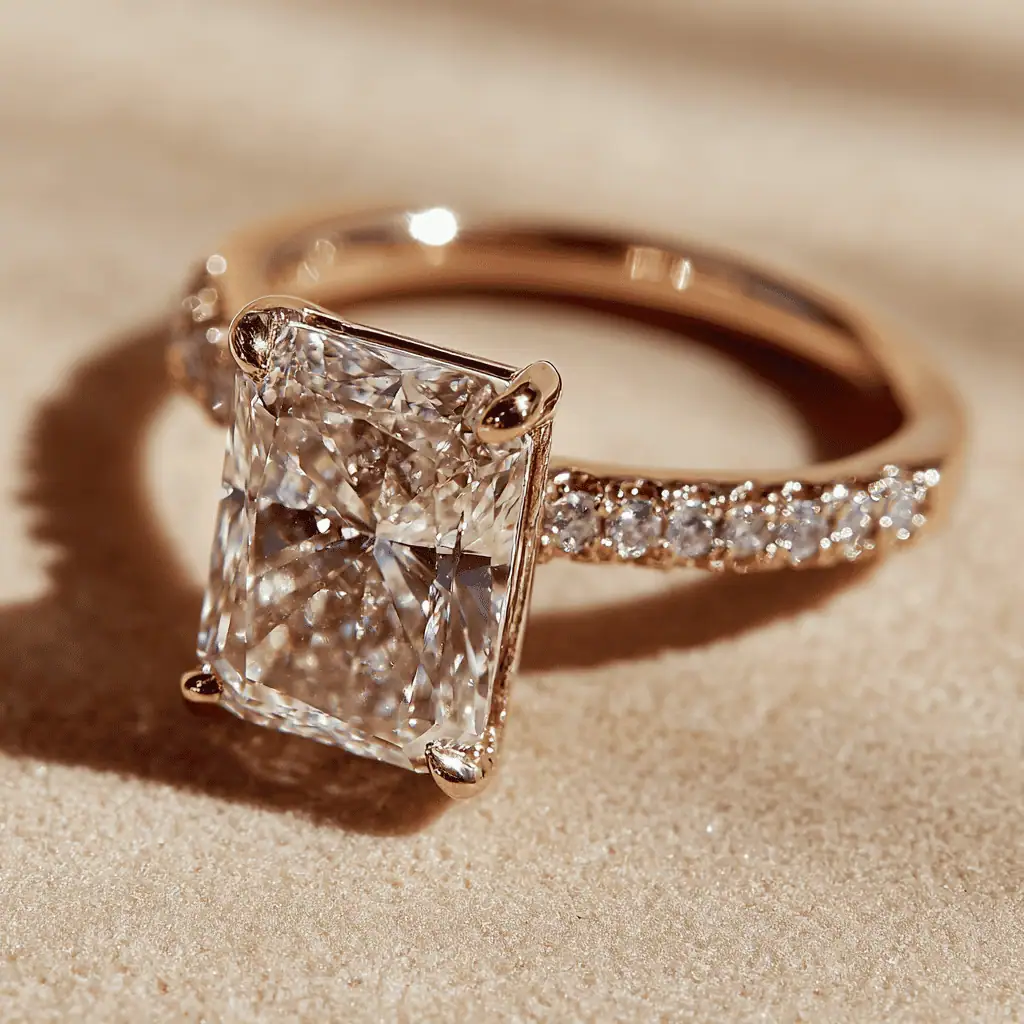 3.50 Carat Rose Gold Radiant Cut Engagement Ring