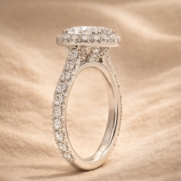 2.50 Carat Oval Halo Engagement Ring – F VS1 Lab Diamond in 14K White Gold