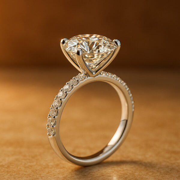 5 Carat Round Lab Diamond Engagement Ring – 14K White Gold