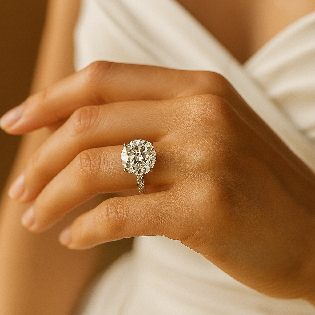 Ariel Jewelry | 5 Carat Round Lab Diamond Engagement Ring – 14K White Gold 5 Carat Round Lab Diamond Engagement Ring – 14K White Gold - Image 4