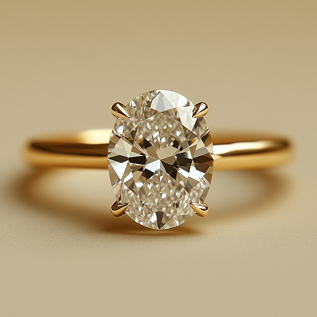 2.23 Carat Oval Cut Lab Diamond Hidden Halo Engagement Ring