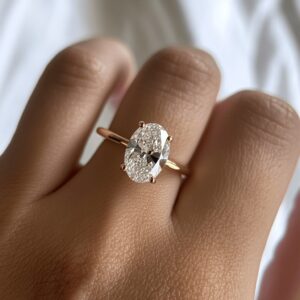 2.23 Carat Oval Cut Lab Diamond Hidden Halo Engagement Ring