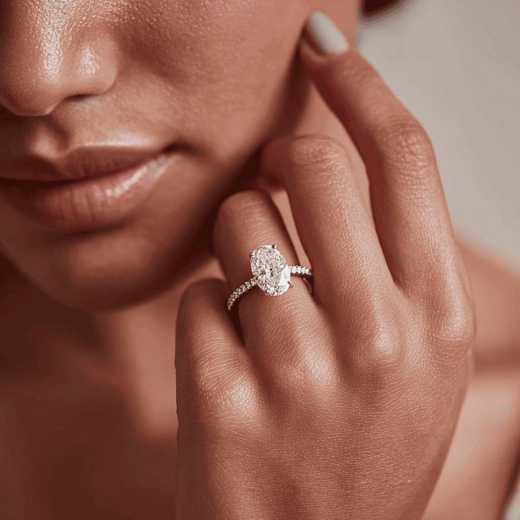 Ariel Jewelry | 2.50 Carat Oval Cut Engagement Ring Lab Grown Diamond 2.50 Carat Oval Cut Engagement Ring Lab Grown Diamond - Image 4