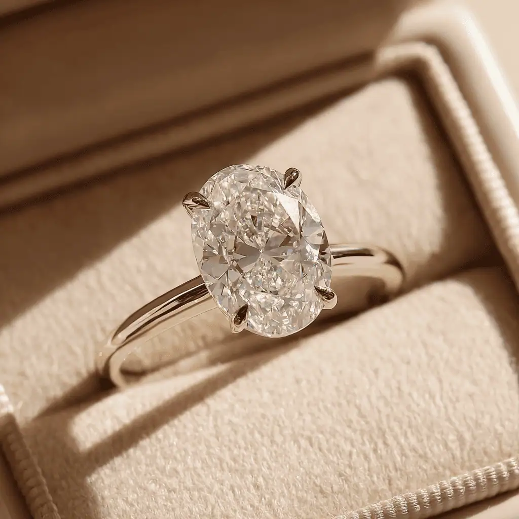 Ariel Jewelry | 2.23 Carat Oval Cut Lab Diamond Hidden Halo Engagement Ring 2.23 Carat Oval Cut Lab Diamond Hidden Halo Engagement Ring - Image 4