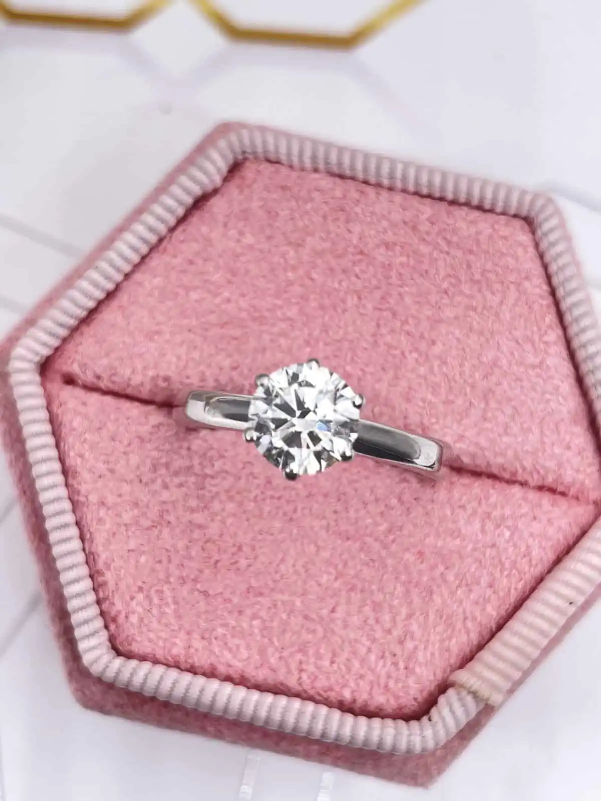 Six prong diamond ring