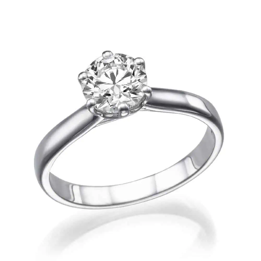 Six prong diamond ring