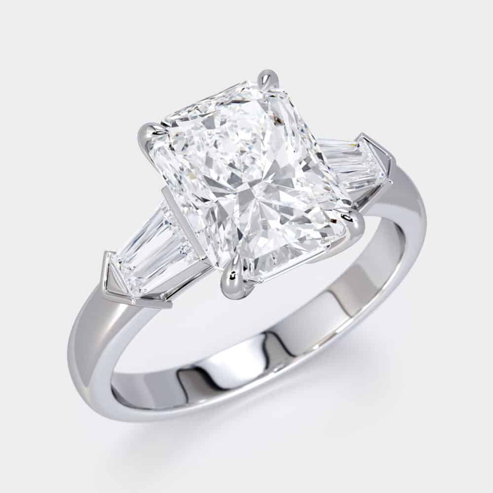 Radiant And Tapers Side Diamonds Ring