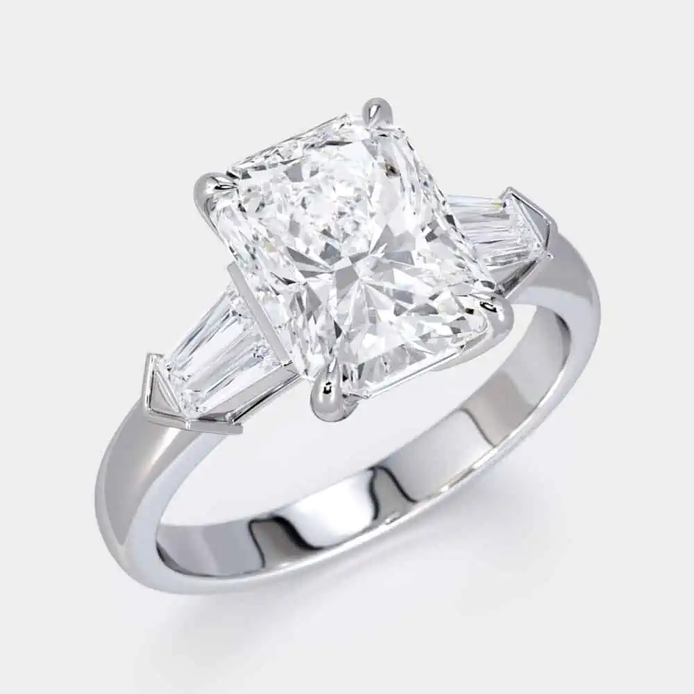 Radiant And Tapers Side Diamonds Ring