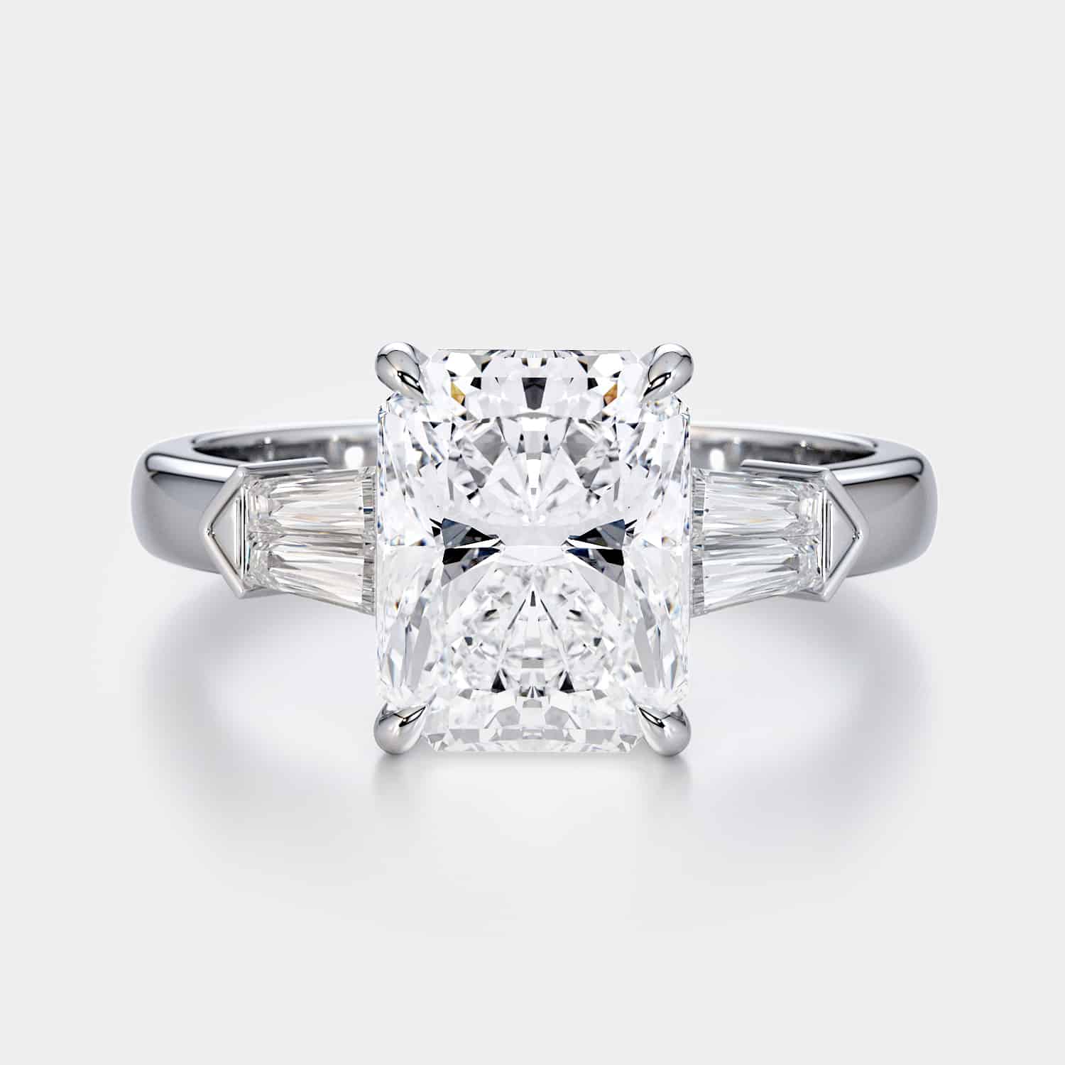 Radiant Cut Diamond Ring 2 Carat on a white background
