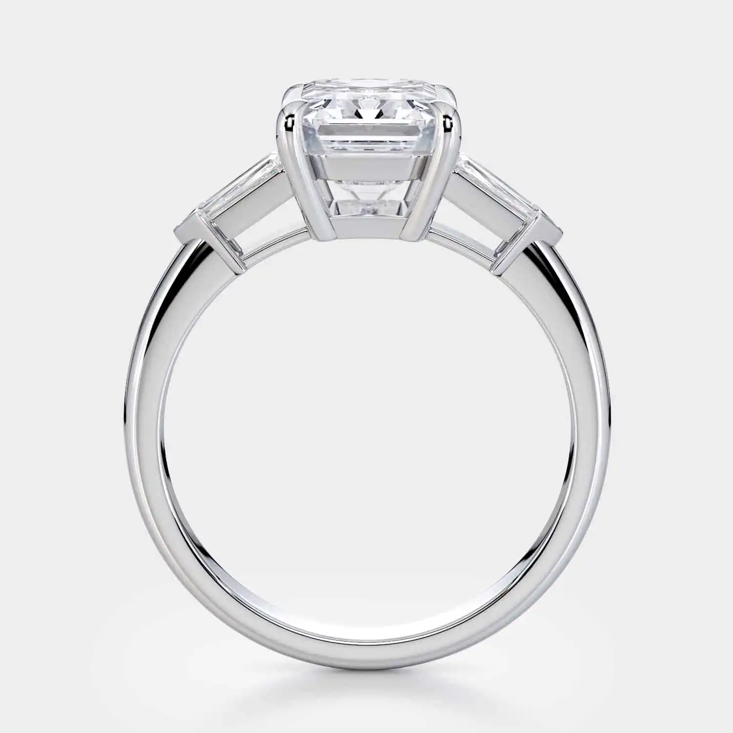 Radiant And Tapers Side Diamonds Ring
