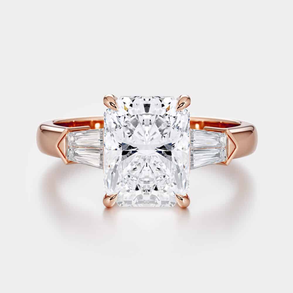 Radiant And Tapers Side Diamonds Ring