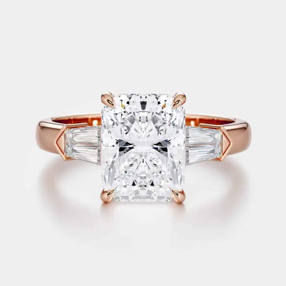 Radiant And Tapers Side Diamonds Ring