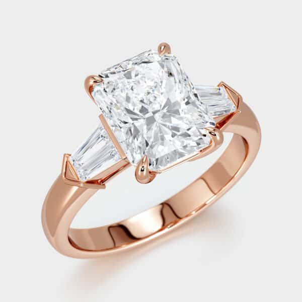 rose gold radiant cut engagement rings