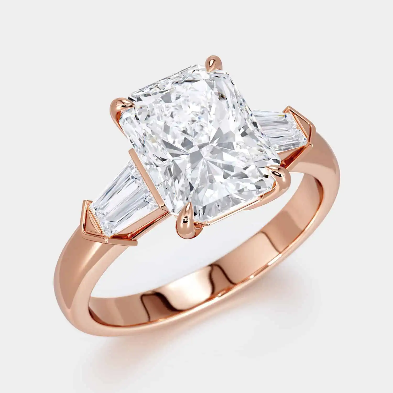 rose gold radiant cut engagement rings