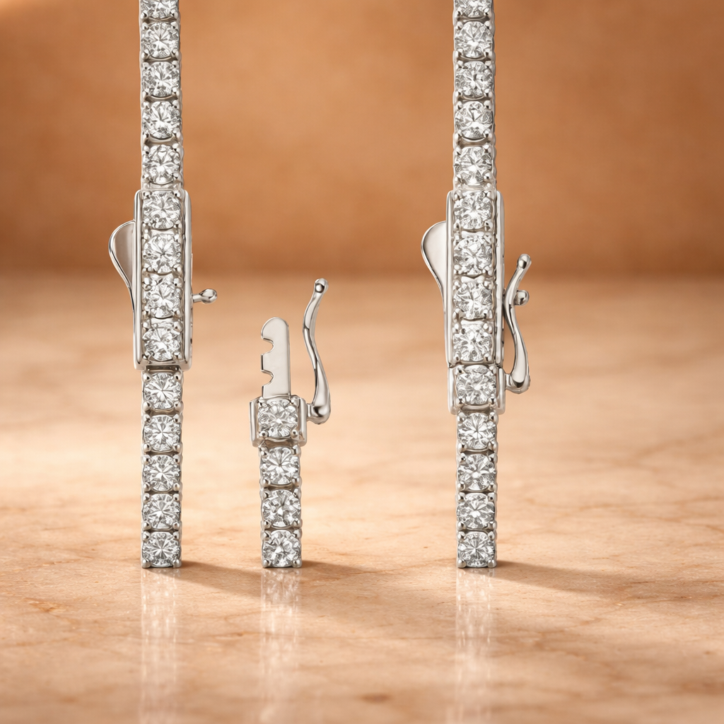 Ariel Jewelry | 10 Carat Lab Diamond Tennis Necklace (16”) – Round Diamonds, Four-Prong Setting – White Gold 10 Carat Lab Diamond Tennis Necklace (16”) – Round Diamonds, Four-Prong Setting – White Gold - Image 5