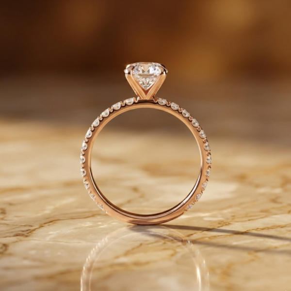 1.52 Carat Round Cut Natural Diamond Engagement Ring 14K Rose Gold