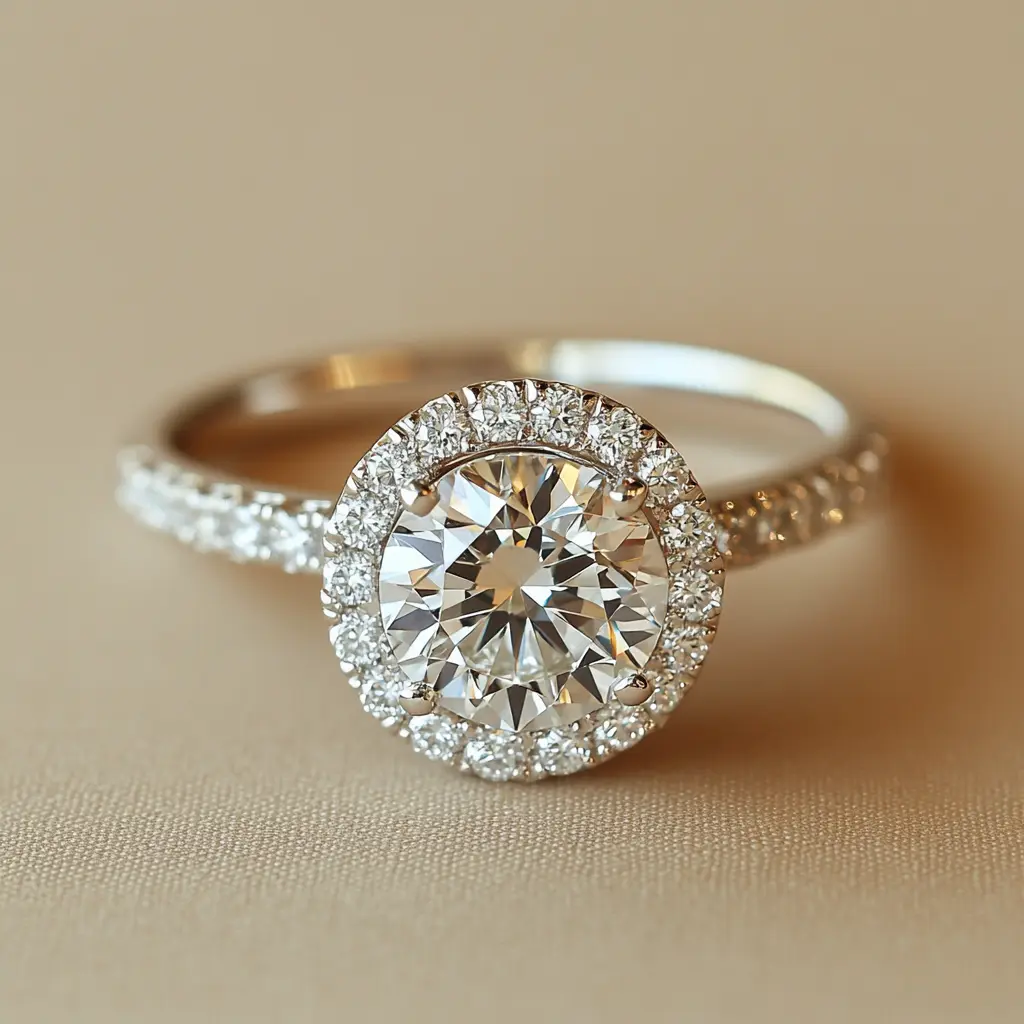 2.74 Carat Round Halo Lab Diamond Engagement Ring