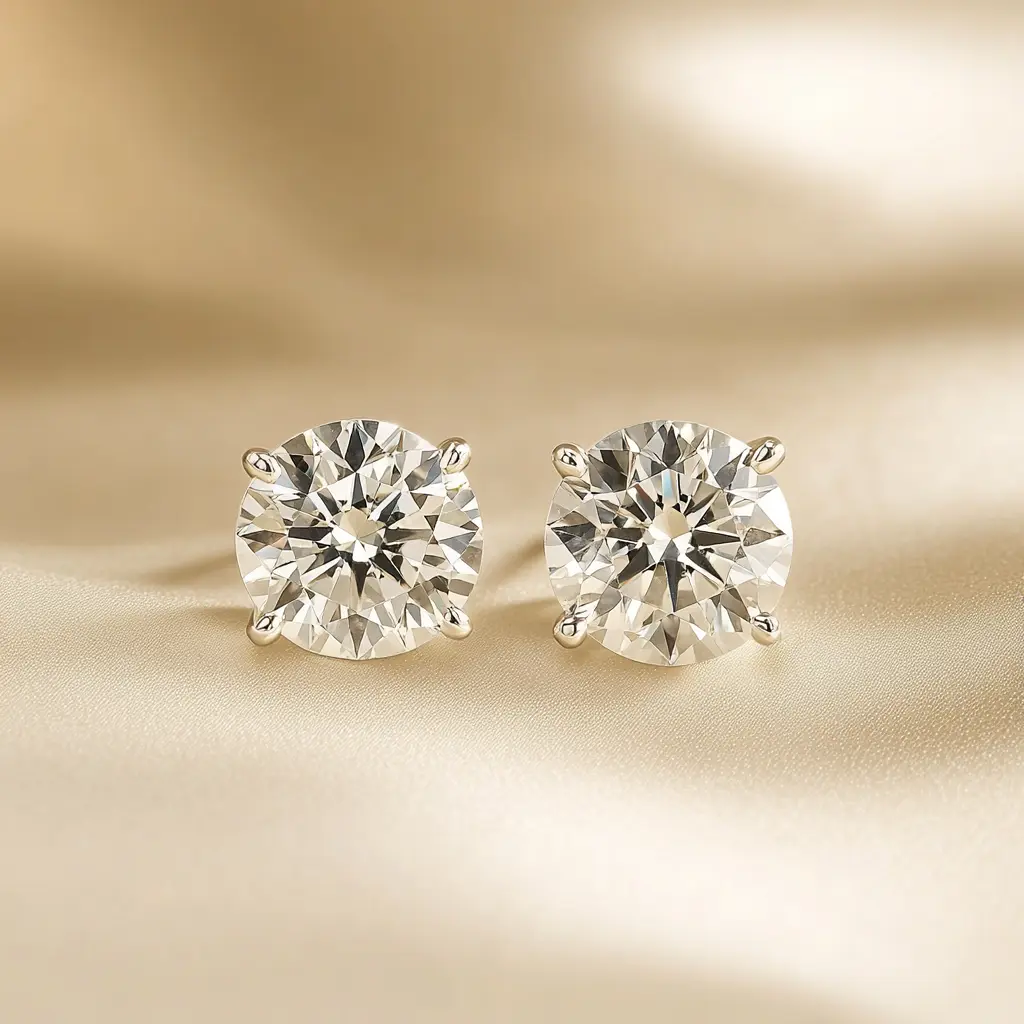 2 Carat Each Round Diamond Stud Earrings – Classic Solitaire Set, Free Shipping in USA & Canada - Image 2