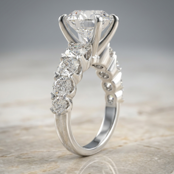 4 Carat Round Cut Lab Diamond Engagement Ring – 14K White Gold