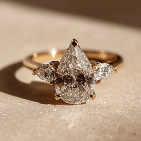 3 stones pear engagement ring