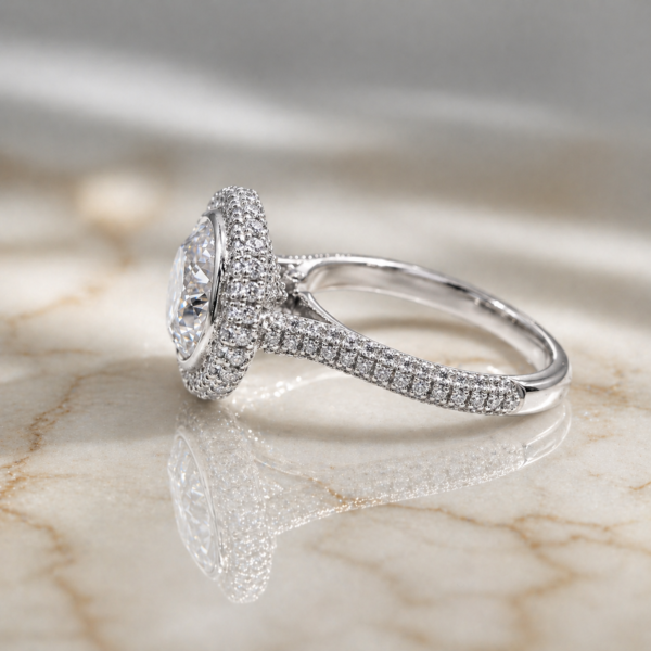 3 Carat Round Cut Lab Diamond Engagement Ring 14K Gold