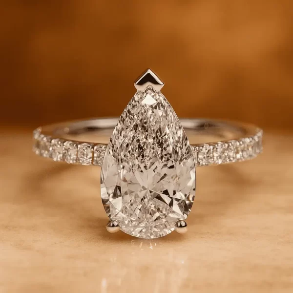 3 ct pear shape lab diamond engagement ring