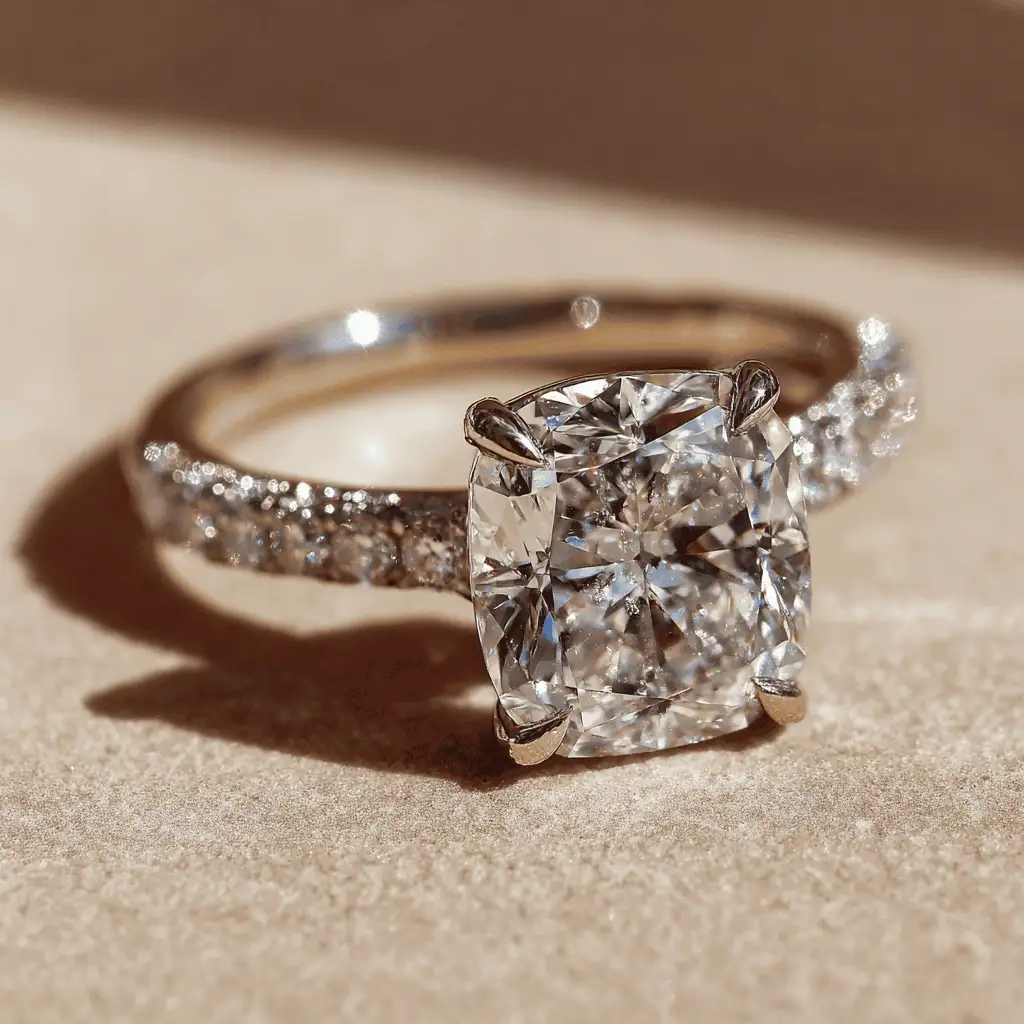 4.50 Carat Cushion Lab Diamond Engagement Ring - Image 5