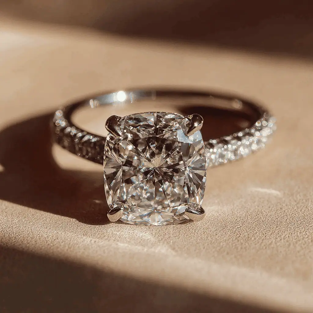 4.50 Carat Cushion Lab Diamond Engagement Ring